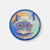 Psychedelic Cat, by Louis Wain, Button Keychain Ma Magneet (Voorkant)