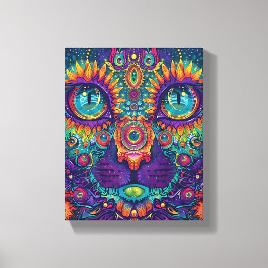 Psychedelic Cat Canvas Afdruk (Voorkant)