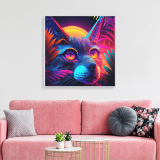 Psychedelic Cat Canvas Afdruk