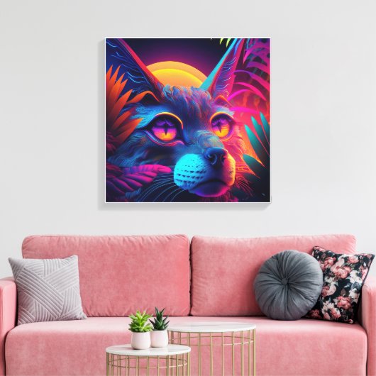 Psychedelic Cat Canvas Afdruk (Insitu (Woonkamer))