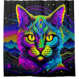 Psychedelic Cat Douchegordijn