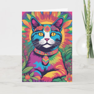 Psychedelic Cat Kaart