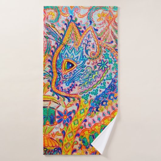 Psychedelic Cat, Louis Wain Badhanddoek (Badhanddoek)