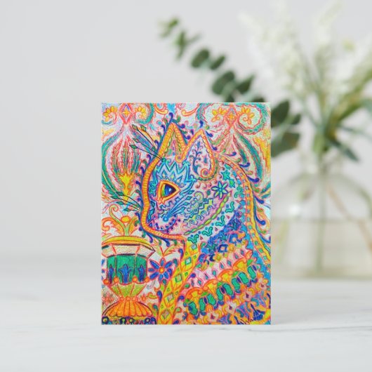 Psychedelic Cat, Louis Wain Briefkaart (Staand voorkant)