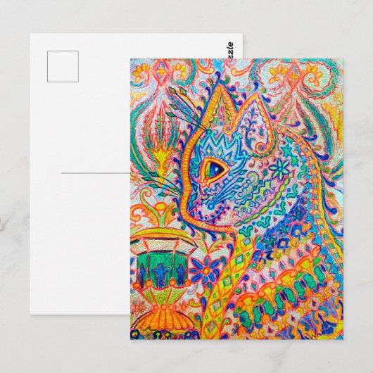 Psychedelic Cat, Louis Wain Briefkaart (Voorkant / Achterkant)