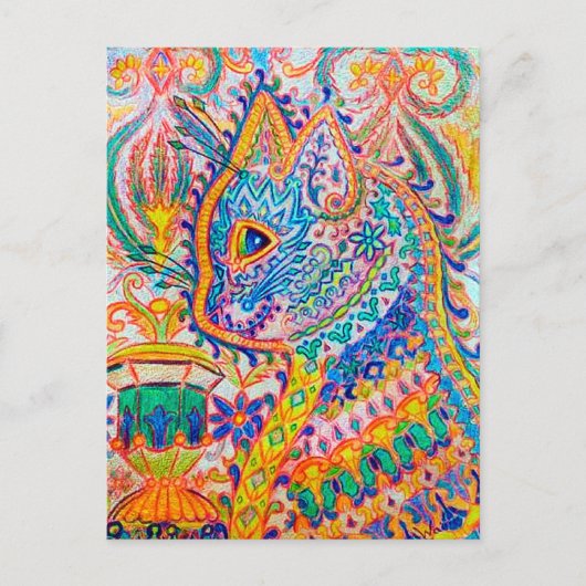 Psychedelic Cat, Louis Wain Briefkaart (Voorkant)