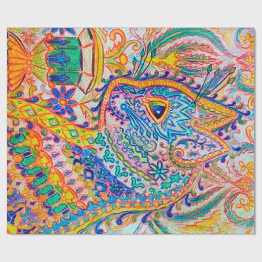 Psychedelic Cat, Louis Wain Cadeaupapier (Vlak)