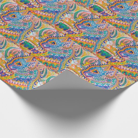 Psychedelic Cat, Louis Wain Cadeaupapier (Hoek)