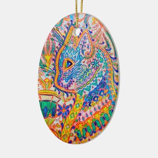 Psychedelic Cat, Louis Wain Keramisch Ornament (Links)
