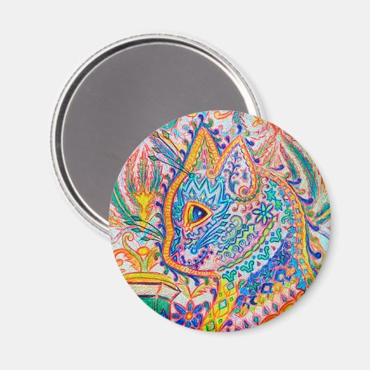 Psychedelic Cat, Louis Wain Magneet (Voorkant / Achterkant)