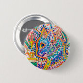 Psychedelic Cat, Louis Wain Ronde Button 5,7 Cm (Voorkant /achterkant)