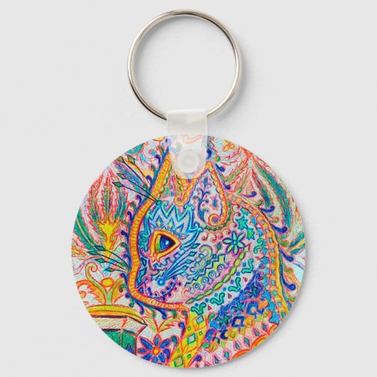 Psychedelic Cat, Louis Wain Sleutelhanger (Voorkant)