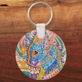 Psychedelic Cat, Louis Wain Sleutelhanger (Voorkant)