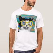 PSYCHEDELIC CAT MET SUNGLAS T-SHIRT (Voorkant)