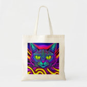 Psychedelic Cat op een Canvas tas (Voorkant)