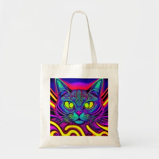 Psychedelic Cat op een Canvas tas (Voorkant)