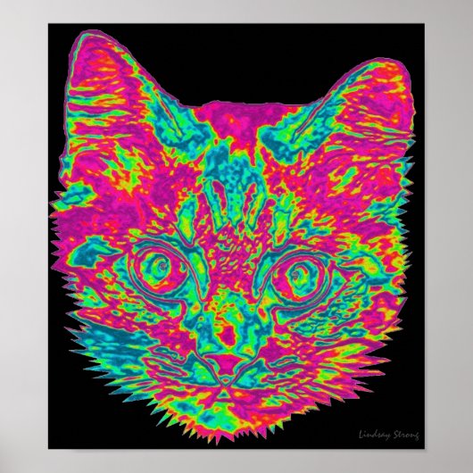 Psychedelic Cat Poster (Voorkant)