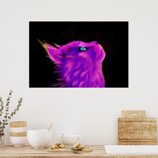 Psychedelic Cat Poster (Keuken)