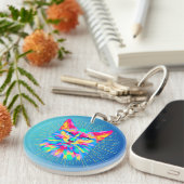 Psychedelic Cat Sleutelhanger FOB (Voorkant Rechts)