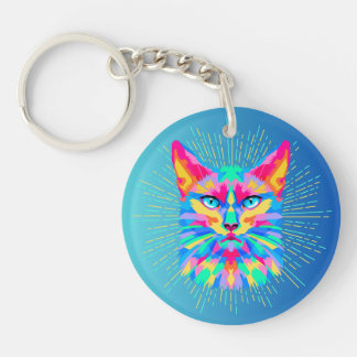 Psychedelic Cat Sleutelhanger FOB