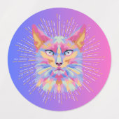 Psychedelic Cat Sticker, waterdicht Labels (Design 1)