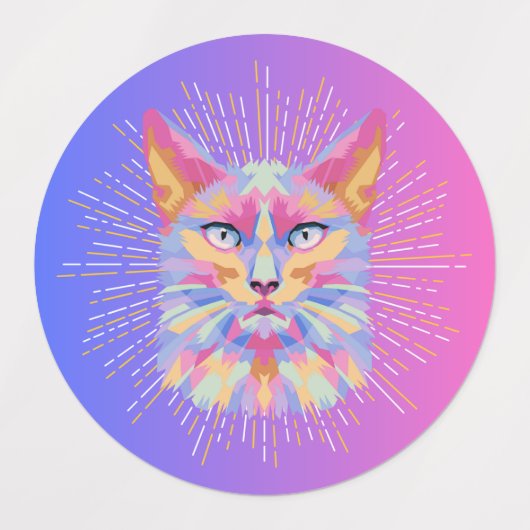 Psychedelic Cat Sticker, waterdicht Labels (Design 1)