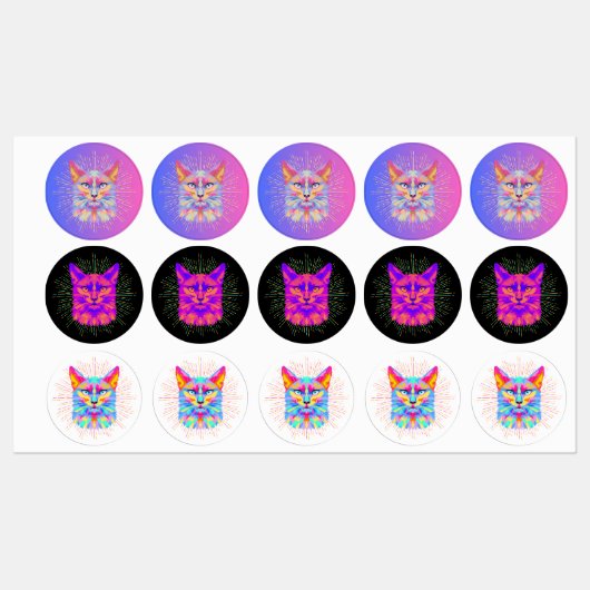 Psychedelic Cat Sticker, waterdicht Labels (Vel)