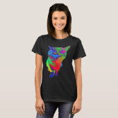 Psychedelic Cat Sunglasses Trippy Psytrance Cat Co T-shirt (Voorkant volledig)