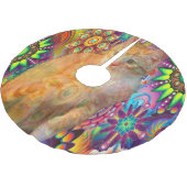 Psychedelic Cat Tree Skirt, Tie Dye Cat Kerstboom Rok (Gekanteld)