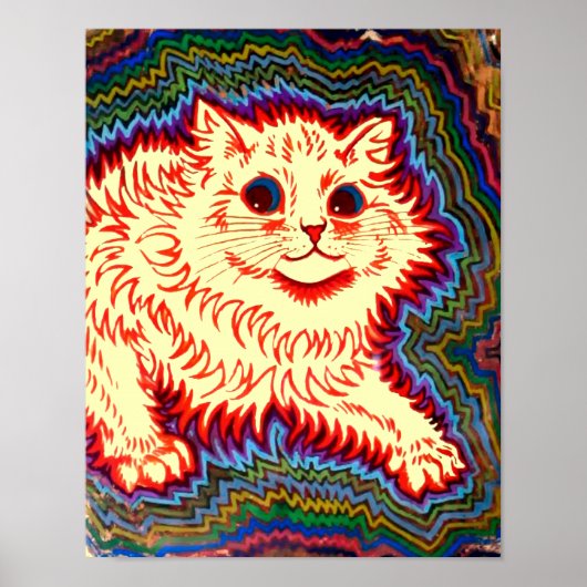  Psychedelic Cat van Louis Wain Poster (Voorkant)