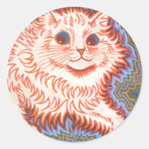  Psychedelic Cat van Louis Wain Ronde Sticker