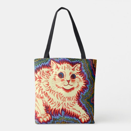 Psychedelic Cat van Louis Wain Tote Bag (Achterkant)