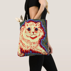  Psychedelic Cat van Louis Wain Tote Bag