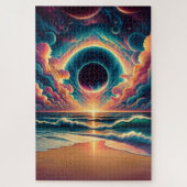Psychedelic Celestial Sunset Beach Landschap Legpuzzel (Verticaal)