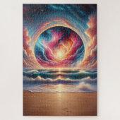 Psychedelic Celestial Sunset Beach Landschap Legpuzzel (Verticaal)