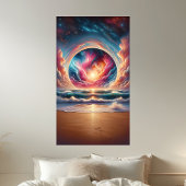 Psychedelic Celestial Sunset Beach Landschap Poster