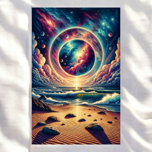 Psychedelic Celestial Sunset Beach Landschap Poster