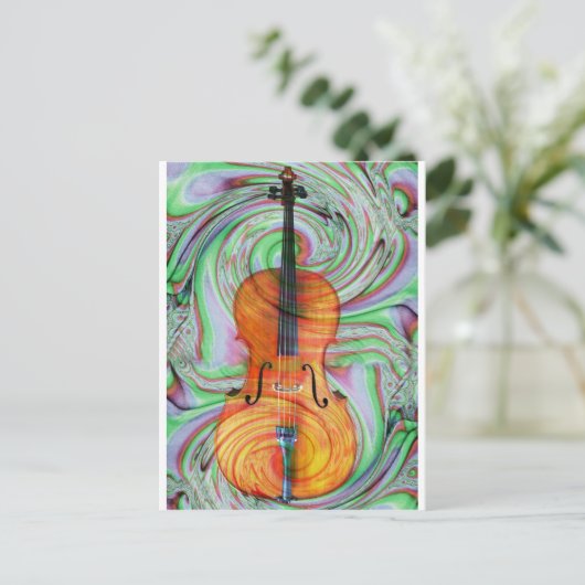 Psychedelic Cello Briefkaart (Staand voorkant)