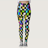 "Psychedelic Checkmate: Trippy Checkered Leggings" Leggings (Voorkant)