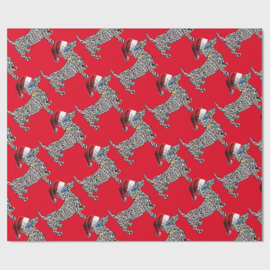 Psychedelic-Cheetah-Doxie-Santa Cadeaupapier (Vlak)