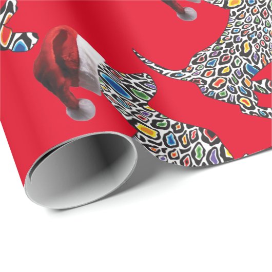 Psychedelic-Cheetah-Doxie-Santa Cadeaupapier (Rol Hoek)