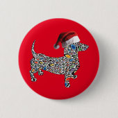 Psychedelic-Cheetah-Doxie-Santa Ronde Button 5,7 Cm (Voorkant)