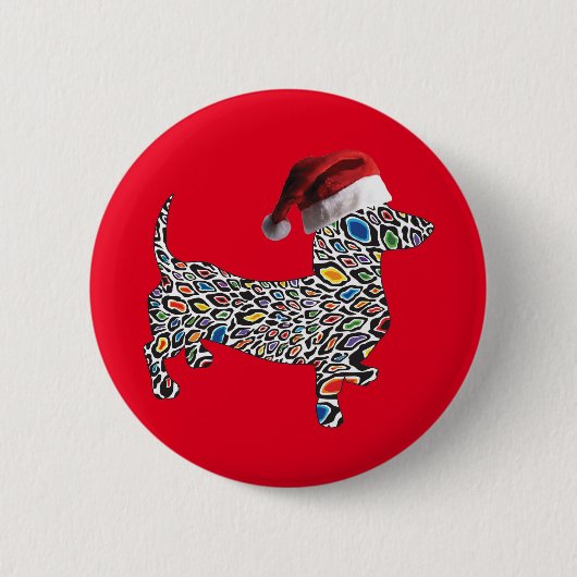 Psychedelic-Cheetah-Doxie-Santa Ronde Button 5,7 Cm (Voorkant)