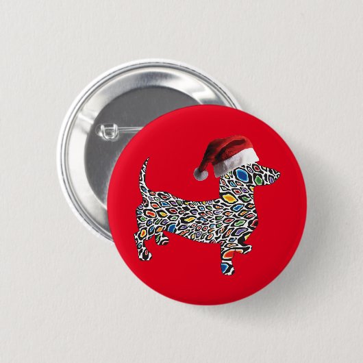 Psychedelic-Cheetah-Doxie-Santa Ronde Button 5,7 Cm (Voorkant /achterkant)