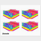 Psychedelic Chessboard en schaakstukken Rechthoekige Sticker (Vel)