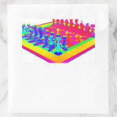Psychedelic Chessboard en schaakstukken Rechthoekige Sticker (Tas)