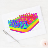 Psychedelic Chessboard en schaakstukken Rechthoekige Sticker (Envelop)