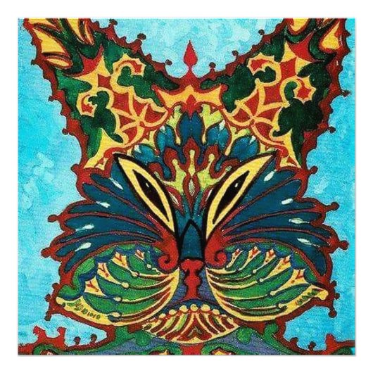 "Psychedelic Chinese Cat" van Louis Wain Foto Afdruk (Voorkant)