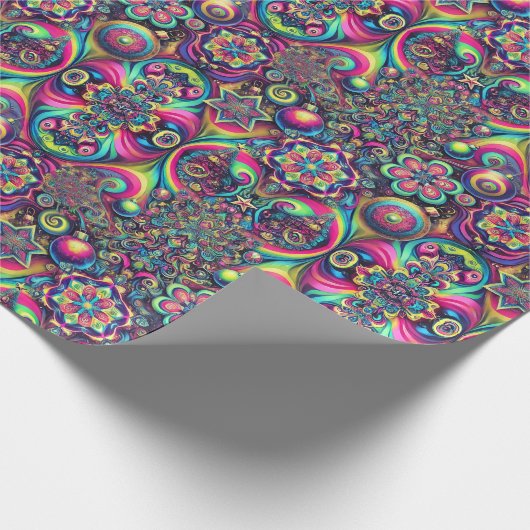 Psychedelic Christmas Wrapping Paper Cadeaupapier (Hoek)