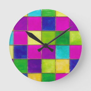 Psychedelic, Church Glas in lood Neon Hippie Ronde Klok
